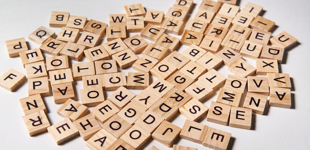 image of later tiles used in word game on tabletop